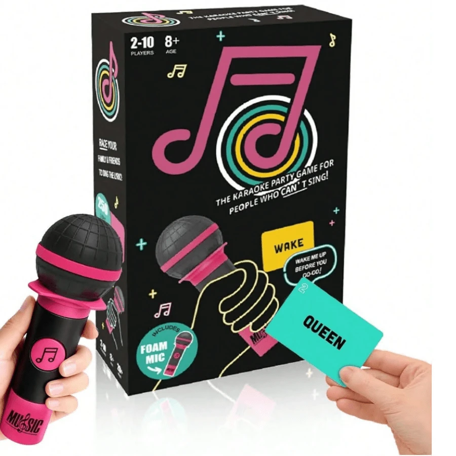Grab Mic Game, Family Party Karaoke Game, 2-10 Players- Board Game Bad Singers With 250 Lyrics (125 Cards) Hilarious Game Nights& Birthday Party- Makes A Great Music Lovers, Karaoke Or Singing- Adult Great Date Nights - micro - Xem 1
