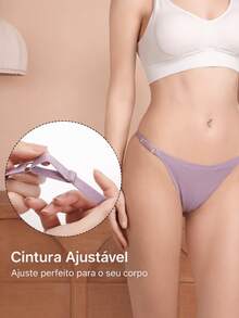 Set Of 6 Or 3 Seamless Thong Panties With Adjustable Waist, Imported Polyamide, For Everyday Use, Gym - Nhiều màu - Xem 2