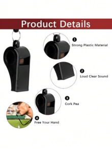 1/2/4/8pcs Black Emergency Whistle With Lanyard, Sports Whistle, Party Favor, Suitable For Football, Basketball Games, Birthdays, Weddings, Loud & Clear Sound, Plastic Whistle, Great For Lifeguards, Self-Defense, And Emergency Use, Party Whistle - Black - View 5