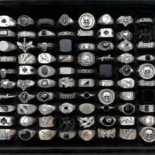 Bộ 20 chiếc nhẫn hình đầu lâu và rắn phong cách Punk cổ điển, trang sức dự tiệc hình động vật và nhện phong cách Gothic dành cho cả nam và nữ. - 20 chiếc nhẫn hình đầu lâu hình học hỗn hợp bằng bạc - Xem 6