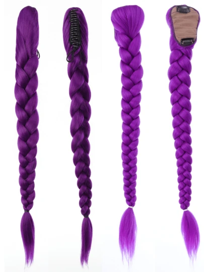 66, 68 och 89 cm långa lila flätade hästsvansar, inklusive greppklämmor, BB-klämmor och gummiband, med en mängd olika stilar att välja mellan. Lila värmebeständig Halloweenperuk i syntetfiber, lämplig för kvinnliga rollspel.