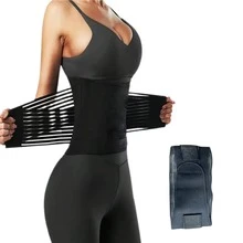 男女通用束腰带，绷带式塑形腰带，长款腰腹带，腹部塑形腰带，支撑腰带，缓解椎间盘突出、坐骨神经痛、脊柱侧弯等问题引起的下背部疼痛 - 黑色 - 查看 10