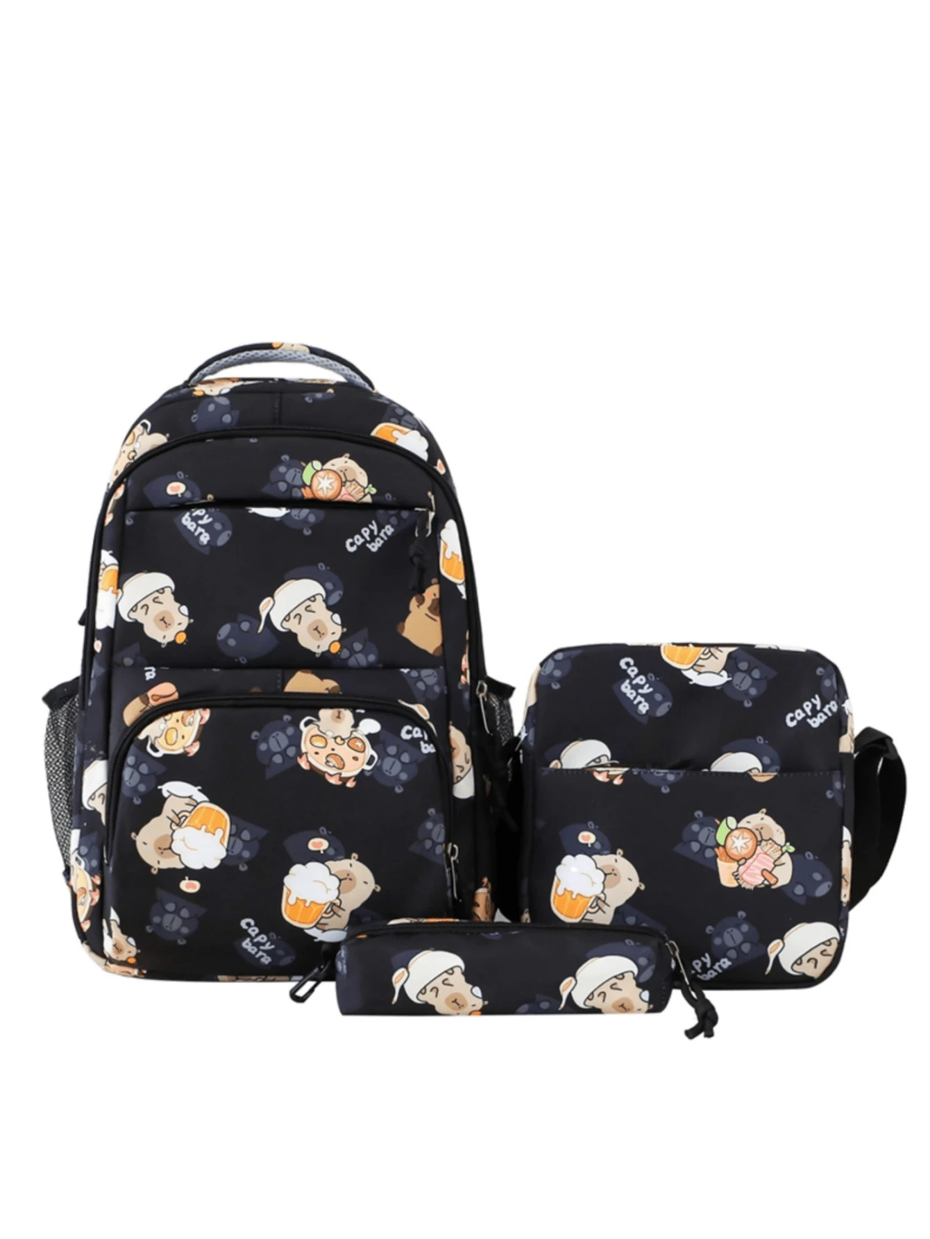 Back To School/Graduation Season Cute & Fashionable Multi-Functional Simple & Durable Commute Classic Backpack, Crossbody Bag, Wallet 3 Pieces Set, Suitable For Various Occasions - 656 Black - View 1