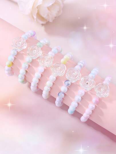 7件套花朵串珠手链套装，节日礼物