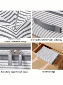 Large Capacity Under-Bed Storage Bag, Suitable For Travel And More - Multi-Layer Striped Design, 2 Size Options, Portable & Fashionable Women's Clothing Storage Bag, Mixed Color Elegant Pattern, Ideal Home Organization Choice, Christmas Decor, Personalized Gift, Best Christmas Gift For Women/Men, Personalized Gift, Travel Essential - 彩色 - 查看 7