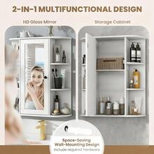 Espejo Gabinete Armario De Pared Baño 77*15*72cm Blanco - Blanco - Ver 4