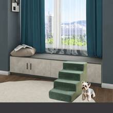 1pc Plush Warm Pet Stair Ramp, Elderly/Small Dog Assistance Ladder, Protect Every Step, Easy Up And Down, Love Lasts Longer. Sofa Bed Dog Steps, Washable Sponge Pet Stairs For Sofa, Bed, Teddy, Small, Elderly Cats And Dogs - Dark Green - View 8