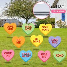 10 piezas de señales decorativas con forma de corazón para diálogo, decoración de jardín, adecuado para bodas, propuestas y eventos con tema de amor, decoración de senderos del césped - Multicolor - Ver 3