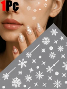 2pcs Rhinestone Snowflake Pattern Eye Makeup Stickers, Self-Adhesive Decorative Stickers, Also Can Be Used As Nail Art Stickers - Multicolor - View 5