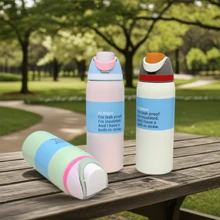 Botella de Agua Térmica Inoxidable 24oz 32oz con Pajita Libre de BPA Unisex Termo Portátil para Café Caliente y Frío Ideal Fitness Ciclismo Camping Senderismo Antifugas Varios Colores Regalo Halloween Navidad - Rosa roja - Ver 6