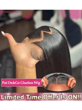 Wear And Go 34 Inch 5*5 13*4 13*6 200% Density Straight Lace Frontal Wigs Glueless - Pre Cutting Pre Pulling Pre Ironing No Glue Needed No Skills HD Transparent Lace Front Wigs Around Baby Hair - Brazilian Virgin Pre Plucked Pre Bleached Real Hair Lace Closure Wigs Blended Frontal Human Hair Wigs Glueless With Natural Hairline - Natural Look Natural Black Color Wigs Frontal Glueless Weaves Wigs For Women