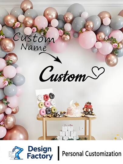 1pc Personalized Custom Removable Wall Decals Stickers For Home Decor, Modern Contemporary Art Design Family Theme, Fit For Glass Window Bedroom Wedding Valentine's Day Gift, Multi Colors Black Pink Red White Yellow Gold Green