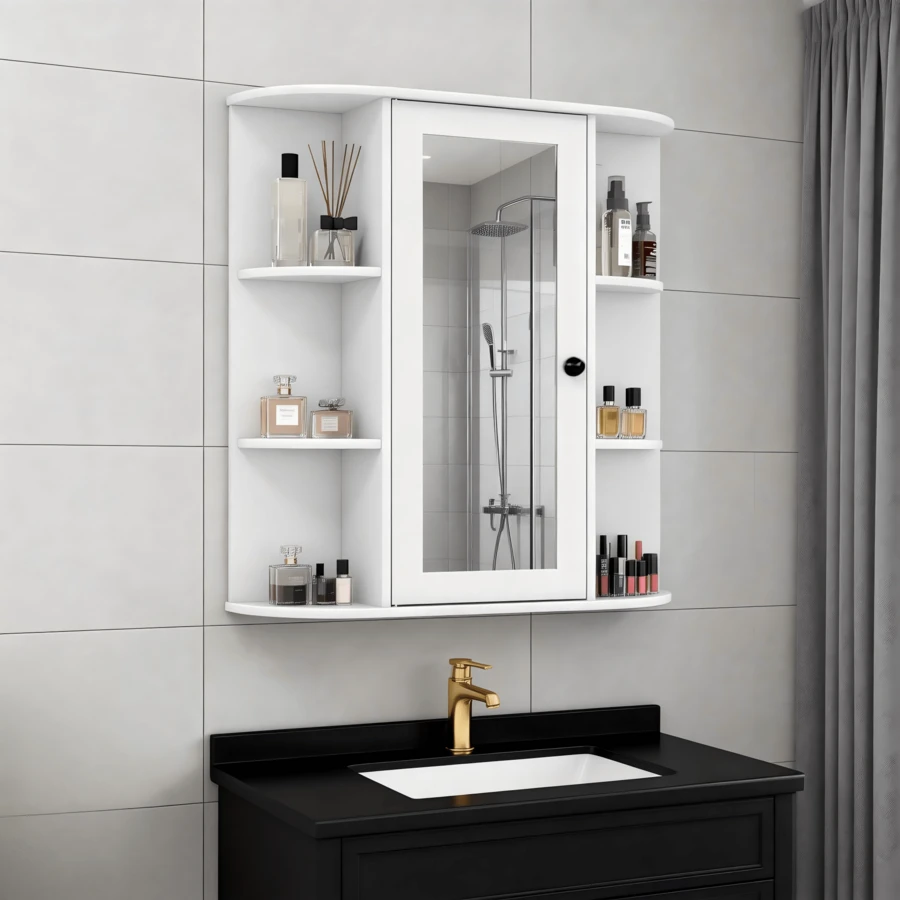Espejo Gabinete Armario De Pared Baño 77*15*72cm Blanco - Blanco - Ver 1