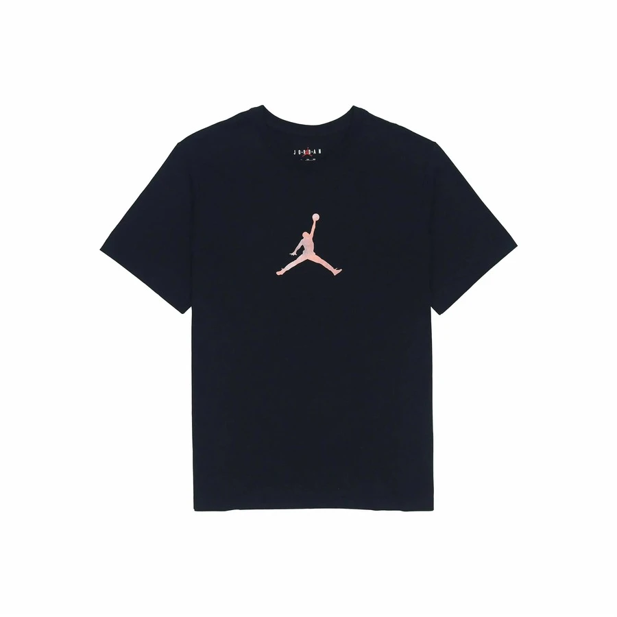 Nike Jordan DNA Sport DNA 复古美式风格纯色 Logo 字母数字圆领短袖 T 恤，男款，黑色 - 黑色 - 查看 1