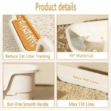 1 hộp vệ sinh cho mèo kiểu mở bên hông, dung tích lớn, thiết kế bán kín, chống tràn, chất lượng cao và dễ vệ sinh, kiểu dáng tối giản, phù hợp cho mèo con, mèo trưởng thành và gia đình nuôi nhiều mèo. - Nhiều màu - Xem 4