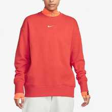 Nike Sportswear Phoenix Fleece 纯色圆领长袖卫衣，女款，红色 - 紅色 - 查看 4