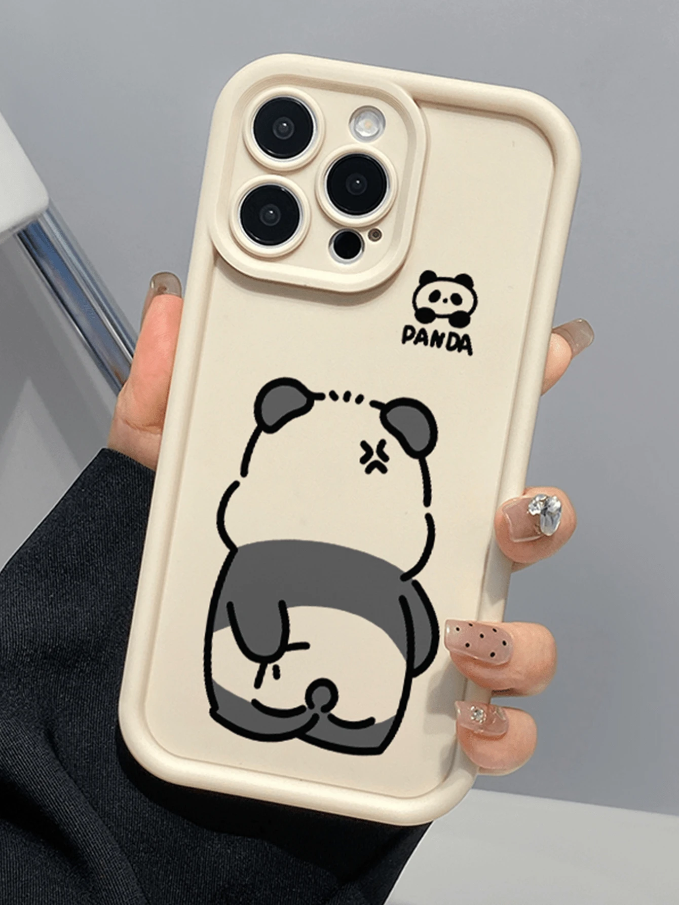 1pc White Panda Silhouette Minimalist Full Coverage TPU Shockproof Phone Case Compatible With IPhone 17, 16, 15, 14, 13, 12, 11 Pro Max, Air, And Series - Multicolor - View 1