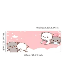 1pc Cute Cartoon Cat Large Mouse Pad, Pink Desk Mat With Rubber Base, Large Computer Mouse Pad For Office, Home, Dorm, Study, Gaming - Pink - View 5