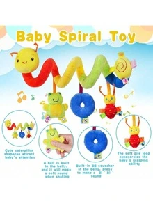 婴儿推车玩具，毛绒悬挂婴儿摇铃感官玩具适用于婴儿床移动婴儿床，适合新生儿、男孩和女孩，是圣诞节、生日的理想礼物