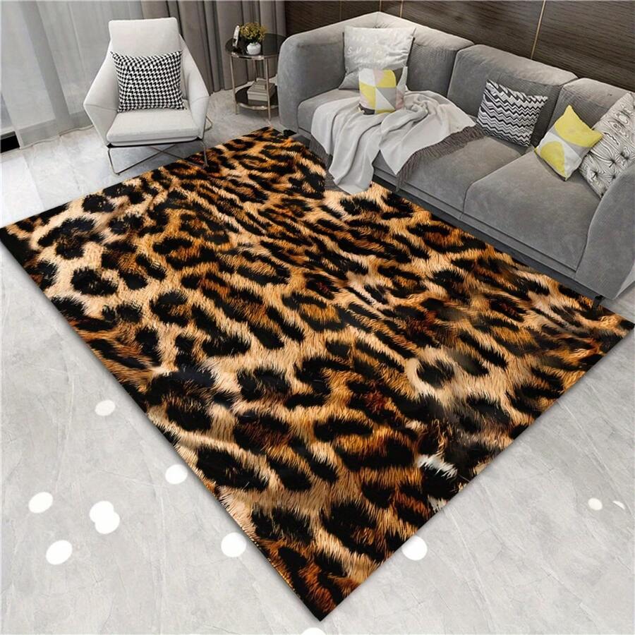 1 件装柔软可水洗豹纹地毯 - 适用于客厅、卧室、音乐室和游戏室的装饰地毯 - 优雅家居装饰、装饰地毯、卧室装饰、小地毯、地毯、家居装饰、客厅地毯、客厅小地毯、卧室地毯、客厅家居装饰、户外地毯、可水洗地毯 - 彩色 - 查看 1