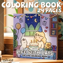 GDTME Coloring Book "My Life With Cats", 24 Pages Of Warm And Cute Moments, Relaxing Coloring Experience With Pearlescent Paper Cover. Suitable As Birthday Gift For Friends, Valentine's Day Or Women's Day Gift, Back To School Or Easter Gift, Coloring Hobby Stationery, Office Supplies. - Multicolor - View 12