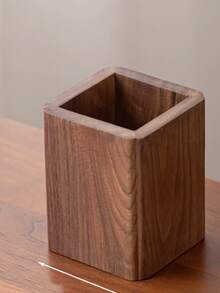 Large Capacity Wooden Pen Holder Desk Organizer, Retro Walnut Wood Pen Cup For Office