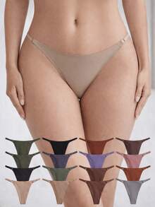 Set Of 6 Or 3 Seamless Thong Panties With Adjustable Waist, Imported Polyamide, For Everyday Use, Gym - Nhiều màu - Xem 10