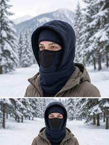 1 buc sau 2 buc mască de față din fleece pentru exterior - șnur elastic, caldă pentru ciclism, schi, sporturi în aer liber, culoare solidă, moale, din pluș, îngroșată, rezistentă la vânt, cagula, încălzitor de gât, potrivită pentru ieșiri zilnice, schi, ciclism, haine asortate, echipament de iarnă - Multicolor - Vizualizare 8