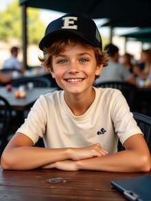 1PC Mesh Letter Embroidery Mesh Baseball Cap Boys Girls Outdoor Adjustable Casual Hats Boy Girl Travel Sunscreen Hat 8-14Y - Black - View 6