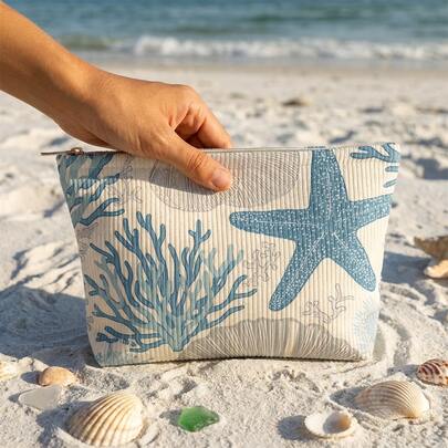 Bolsa de cosméticos de pana con estampado divertido, bolsa de maquillaje liviana con cremallera para viajes, organizador de artículos de tocador multifuncional unisex, versión reforzada