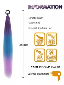 26-Inch Braided Ponytail Halloween Women's Multi-Color DIY Braided Heat-Resistant Synthetic Fiber Straightening Ponytail Hair Accessory - Multicolor - View 21