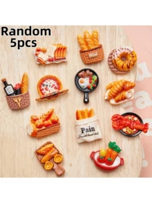 2/5/7/10个创意食物造型冰箱贴 - 逼真3D树脂厨房装饰，多种款式：披萨、甜甜圈 - 椭圆形ABS树脂磁铁，适用于冰箱，食物主题装饰设计，表面纹理细腻，做工精细 - 彩色 - 查看 10