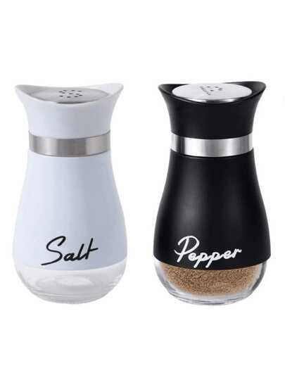 Salt & Pepper Shakers Set, Refillable Salt Pepper With Stainless Steel Lid Container Spice Shakers Bottle For Home Kitchen, Restaurant, Picnic, Gifts For Home Decor, 3.4oz ,2/1pc