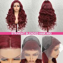 34 Inch Hair Wigs Glueless 200% Density Burgundy Color 13x4 5x5 13x6 Lace Front Wigs Human Blended Hair 99J Body Wave HD Lace Front Wigs Human Blended Hair Pre Plucked With Baby Hair Natural Color Human Blended Hair Lace Frontal Wigs For Women Natural Looking Beginner Friendly - SBUG - View 3