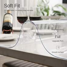 1pc Transparent PVC Soft Glass Desk Mat, Waterproof Oil-Proof Easy To Clean Study/Office Desk Pad, Computer Desk, Bookshelf, TV Cabinet Protector Mat, 1.0mm Thickness - Transparent - View 5
