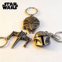 StarWars 星球大战官方授权钥匙扣 - 非常适合装饰背包和车钥匙，也是送给朋友和星球大战粉丝的理想礼物 - X翼星际战斗机、千年隼号、曼达洛头盔 - 銀色 - 查看 1