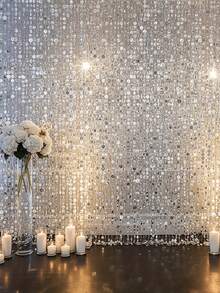 Bộ sequin màu xám bạc, phụ kiện cưới lấp lánh mộng mơ, đồ trang trí treo bằng PVC dùng làm phông nền cổng cưới, rèm ngăn phòng, phù hợp cho các bữa tiệc và lễ kỷ niệm tại nhà, chất liệu bền nhẹ. - nhiều màu - Xem 8