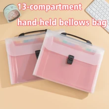 13-Compartment Colorful Accordion File Folder, Transparent Handheld Striped Document Organizer Bag, Large Capacity A4 File Storage Pouch, Multi-Layer Classified File Folder, Student Stationery, Office Supplies Organizer, Portable For School, Office, Home, Meetings - Clear - View 1