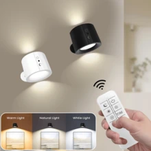 2个/1个LED双面发光磁吸壁灯，LED双面磁吸柜灯，360°旋转，USB充电，三级调光，触摸和遥控，LED床头灯，室内照明，适用于客厅、卧室、走廊、床头，现代壁灯装饰，家居装饰照明，走廊照明，卧室装饰，现代装饰，展厅照明 - 彩色 - 查看 2