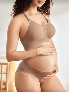 Set Of 2 Women's Maternity Bras For Nursing, Super Comfortable, Seamless - 米色 - 查看 5