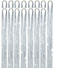 6件/套 1200片银色闪光发丝接发，耐热闪亮发饰发辫发夹，女士适用（银色） - 銀色 - 查看 12