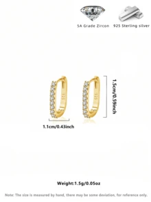 一对925纯银镶钻时尚耳环，直径1.5厘米，适合作为女士婚礼/生日礼物或日常佩戴，附赠精美礼盒