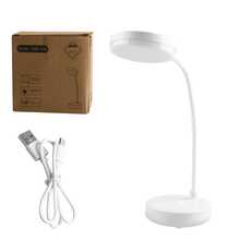LED Desk Lamp With 3-Level Dimmer, Flexible Gooseneck, Eye-Caring Table Light, USB Powered, Switchable White To Warm Illumination, Ideal For Home Office Reading And Studying - Trắng - Xem 9
