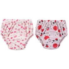 3条装婴儿如厕训练裤，防水防漏可重复使用透气印花尿布内裤，男女通用 - 淺粉色 - 查看 17