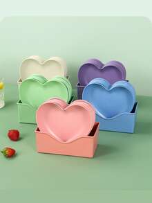 Heart-Shaped Household Bone Dish, Creative Tabletop Trash Plate, Multi-Purpose Serving Tray For Snacks, Fruits, Melon Seeds & Peels - Multicolor - View 2