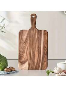 1pc Minimalist Western Style Rosewood Cutting Board With Handle, Thick Round Chopping Board With Handle, Pizza Tray - Multicolor - View 1