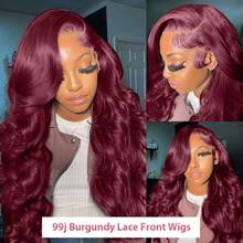 99J Invisible Strap 360 Full Lace Wig Human Hair Pre Plucked Body Wave 250 Density Burgundy Body Lace Frontal Wig Full Frontal Wigs Human Hair 13x6 13x4 Body Wave Lace Front Wigs Human Hair Pre Plucked Red Colored Lace Frontal Wig Body Wave Lace Frontal Wigs Human Hair With Baby Hair Wigs Human Hair For Women - S99J - 查看 5