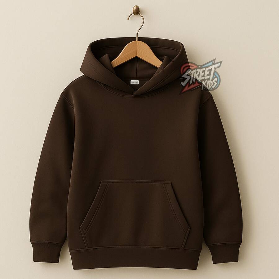 Children's Plain Kangaroo Hoodie With Hood, Cotton, Comfortable, Various Colors And Sizes - Rỉ Nâu - Xem 1