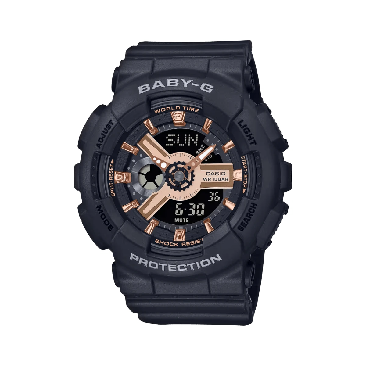 Casio Baby-G Black Rose Gold Watch, Shock Resistant 100M Waterproof Luxury Sporty Women's Wristwatch GZXBA-110XRG-1A - one-size - View 1