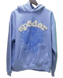 SP5DER Spider Worldwide Tracksuit Hoodie Set Cobweb Spider Style, Letter Print, Hip Hop Hoodie Set,Long Sleeve Fashion Sweatshirt, Hoodie Pant Casual Tracksuit Long Sleeve Athletic Suit, Couple MatchingDesign, Designed For Both Men And Women.Sportswear Set - Áo hoodie màu xanh nhạt - Xem 4